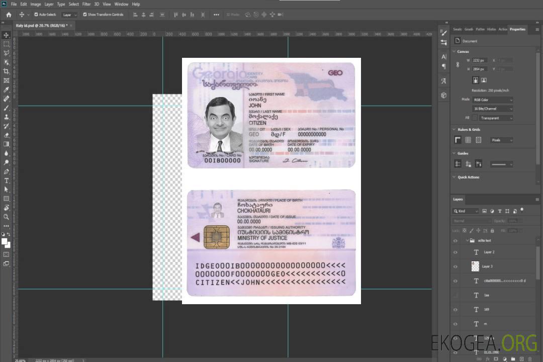 Carte d'identité de Géorgie template Carte d'identité de Géorgie template
